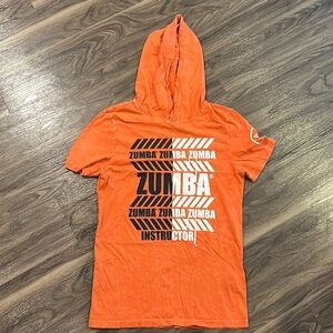 Orange Zumba shirt with hoodie